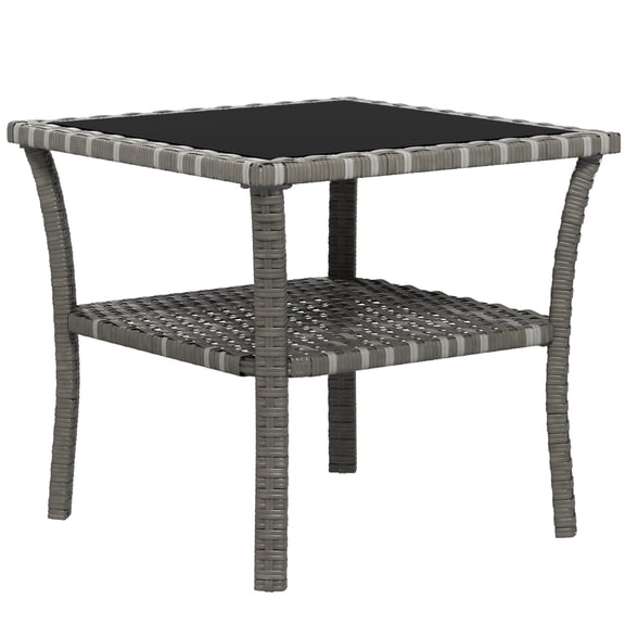 Square Outdoor Table with Glass Top | Used for Patio Dining and Socializing | Handwoven PE Rattan & Aluminum | Helps Organize Outdoor Items