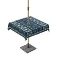 thumbnail image 1 of Square Outdoor Tablecloth with Umbrella Hole Boho Teal Floral Outside Table Cloth Waterproof Patio Table Cover Farmhouse Ethnic Tribe Zipper Tablecloths for Picnic Party Camping 60x60 Inch, 1 of 8