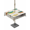 thumbnail image 1 of Square Outdoor Tablecloth with Umbrella Hole Boho Teal Yellow Orange Grey Outside Table Cloth Waterproof Patio Table Cover Middle Century Geometric Zipper Tablecloths for Picnic Camping 60x60 Inch, 1 of 8