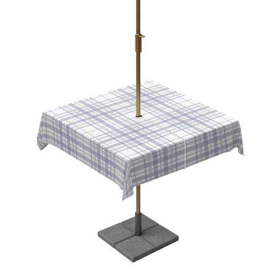 Square Outdoor Tablecloth with Umbrella Hole Buffalo Plaid Table Cloth Waterproof Patio Table Cover Lavender Lilac Farmhouse Minimalist Striped Zipper Tablecloths for Picnic Camping 60x60 Inch