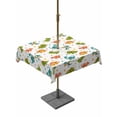 thumbnail image 1 of Square Outdoor Tablecloth with Umbrella Hole Dinosaurs Outside Table Cloth Waterproof Patio Table Cover Green Orange Blue Cartoon Dinosaurs Zipper Tablecloths for Picnic Party Camping 60x60 Inch, 1 of 8