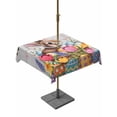 thumbnail image 1 of Square Outdoor Tablecloth with Umbrella Hole Easter Bunny Outside Table Cloth Waterproof Patio Table Cover Colorful Eggs Spring Tulips Flower Grey Wooden Zipper Tablecloths for Picnic 60x60 Inch, 1 of 8