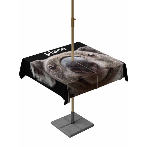 Square Outdoor Tablecloth with Umbrella Hole Funny Koala Outside Table Cloth Waterproof Patio Table Cover Welcome To OUR Place Modern Retro Zipper Tablecloths for Picnic Party Camping 54x54 Inch