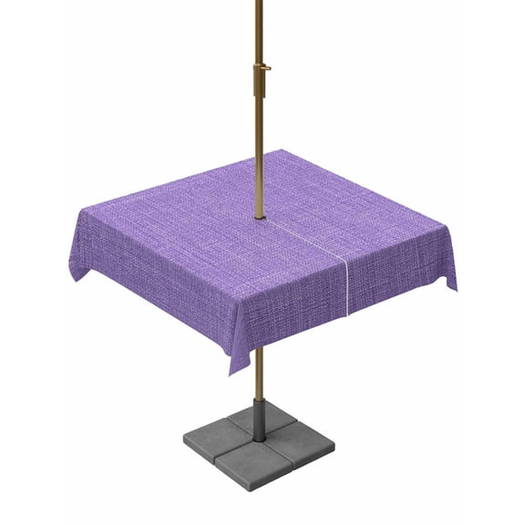 Square Outdoor Tablecloth with Umbrella Hole Lavender Burlap Texture Outside Table Cloth Waterproof Patio Table Cover Farmhouse Vintage Lavender Zipper Tablecloths for Picnic Party Camping 54x54 Inch