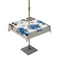 thumbnail image 1 of Square Outdoor Tablecloth with Umbrella Hole Navy Blue Bottle Hydrangeas Table Cloth Waterproof Patio Table Cover Country Rustic Flowers Burlap Zipper Tablecloths for Picnic Camping 54x54 Inch, 1 of 8