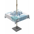 thumbnail image 1 of Square Outdoor Tablecloth with Umbrella Hole Navy Blue Coastal Outside Table Cloth Waterproof Patio Table Cover Turquoise Coral Ocean Modern Sea Zipper Tablecloths for Picnic Party Camping 54x54 Inch, 1 of 8