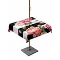 thumbnail image 1 of Square Outdoor Tablecloth with Umbrella Hole Pink Flower Outside Table Cloth Waterproof Patio Table Cover Black White Stripesvintage Floral Zipper Tablecloths for Picnic Party Camping 54x54 Inch, 1 of 8