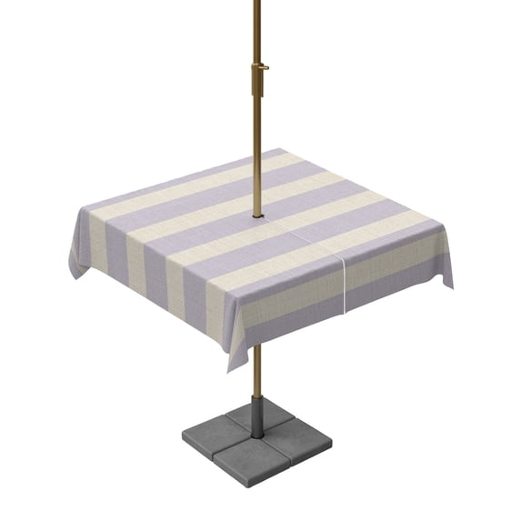 Square Outdoor Tablecloth with Umbrella Hole Purple Striped Outside Table Cloth Waterproof Patio Table Cover Classic Minimalism Horizontal Stripes Zipper Tablecloths for Picnic Camping 54x54 Inch
