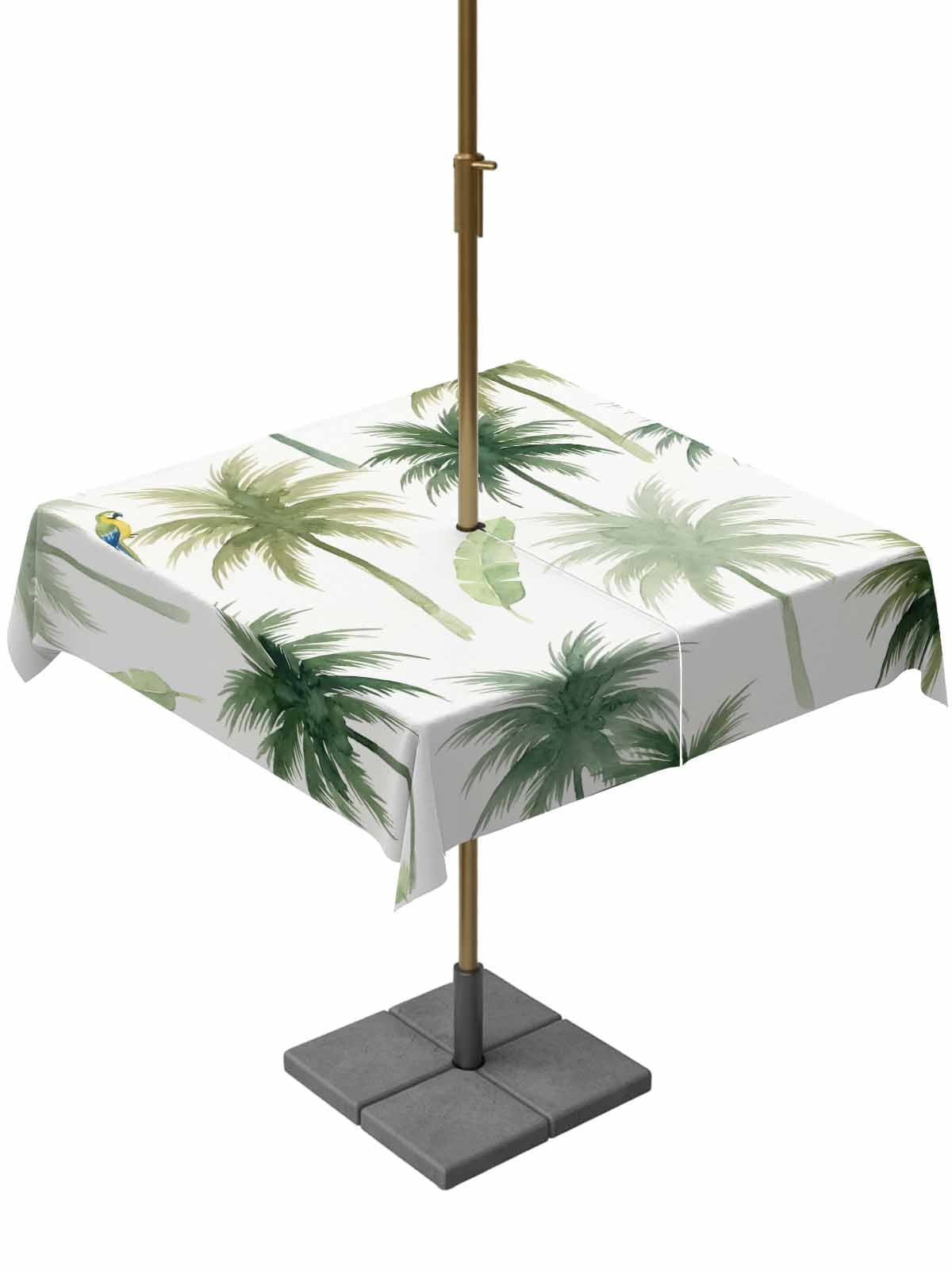 Square Outdoor Tablecloth with Umbrella Hole Summer Coastal Palm Tree ...