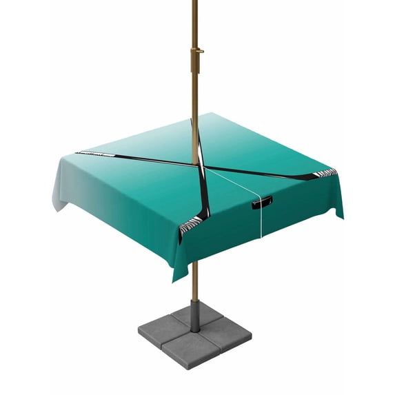 Square Outdoor Tablecloth with Umbrella Hole Teal Green Outside Table Cloth Waterproof Patio Table Cover Gradient Simple Ice Hockey Sport Game Zipper Tablecloths for Picnic Party Camping 60x60 Inch