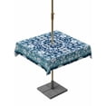 thumbnail image 1 of Square Outdoor Tablecloth With Umbrella Hole And Zipper– Retro Boho Waterproof Patio Table Cover for Party, Picnic, Backyard, 54"x54" , Floral Pattern Aqua Blue White, 1 of 8