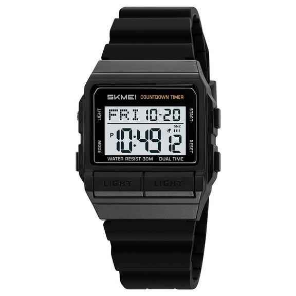 Square Outdoor Watch for Men - Waterproof Digital Sports Watch with Silicone or Stainless Steel Band, Chronograph, Alarm