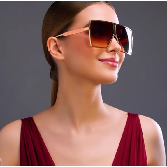 Square Oversized Sunglasses Flat Top Shield Sun Glasses for Women Square Shades