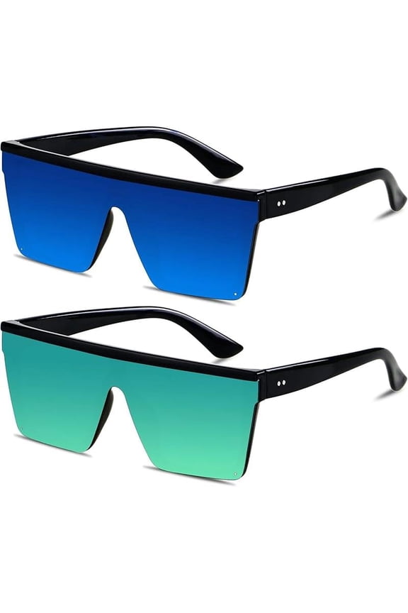 Square Oversized Sunglasses for Women Men Big Flat Top Fashion Shield Large UV Protection Rimless Shades
