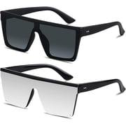 BBALEWANPE Square Oversized Sunglasses for Women Men Big Flat Top Fashion Shield Large UV Protection Rimless Shades