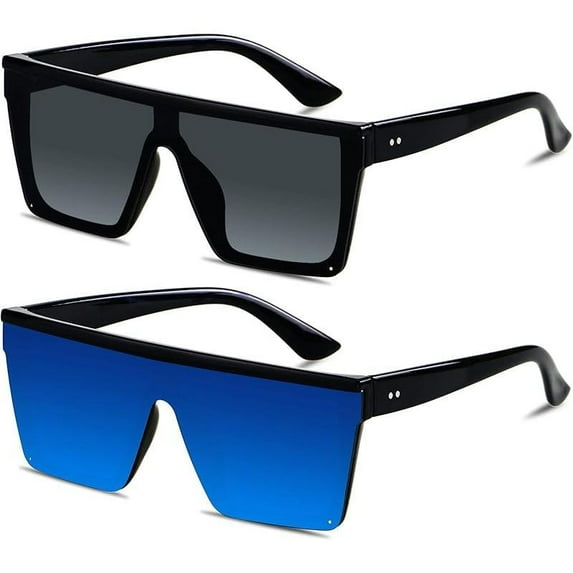 Square Oversized Sunglasses for Women Men Big Flat Top Fashion Shield Large UV Protection Rimless Shades