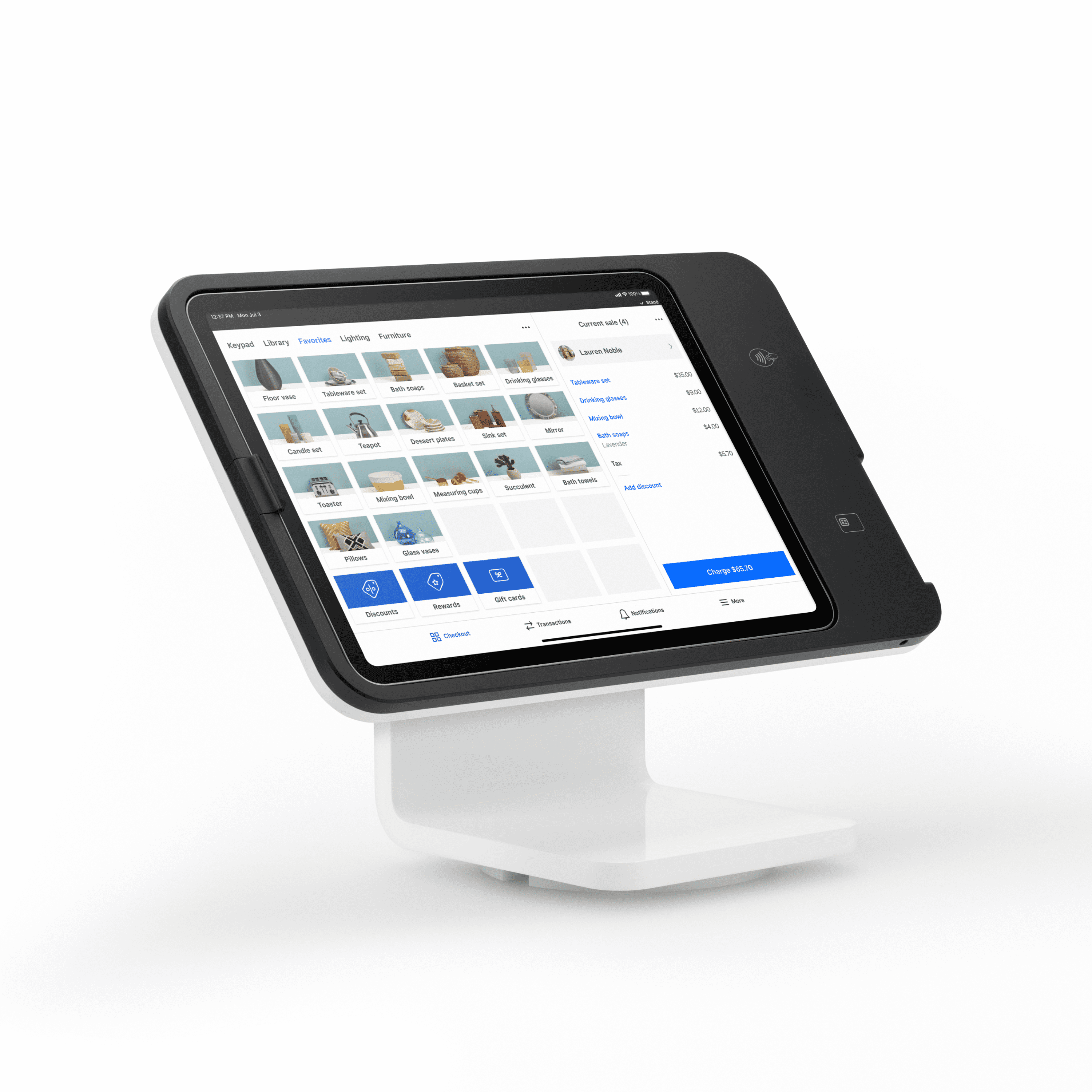 Modern White and Black Square POS Stand for iPad