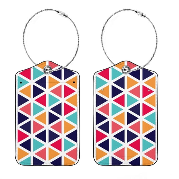 Square PU Leather 2 Pack Travel Tag - Bag Tag - Suitcase Tag with Privacy Cover and Stainless Steel Ring - Suitable for Travel, Backpack, and Handbag Blue Trippy