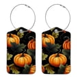thumbnail image 1 of Square PU Leather 2 Pack Travel Tag - Bag Tag - Suitcase Tag with Privacy Cover and Stainless Steel Ring - Suitable for Travel, Backpack, and Handbag Thanksgiving Pumpkin, 1 of 7