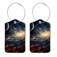 thumbnail image 1 of Square PU Leather Luggage Tags, 2 Pack, with Privacy Cover and Stainless Steel Ring - Suitable for Travel, Backpack, Handbag - Bag Tags, Handbag Tags Galaxy, 1 of 7