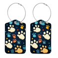 thumbnail image 1 of Square PU Leather Luggage Tags, 2 Pack, with Privacy Cover and Stainless Steel Ring - Suitable for Travel, Backpack, Handbag - Bag Tags, Handbag Tags Dog Paw Prints, 1 of 7