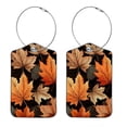 thumbnail image 1 of Square PU Leather Luggage Tags, 2 Pack, with Privacy Cover and Stainless Steel Ring - Suitable for Travel, Backpack, Handbag - Bag Tags, Handbag Tags Thanksgiving Leaves, 1 of 7