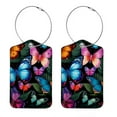 thumbnail image 1 of Square PU Leather Luggage Tags - 2 Pack with Privacy Cover and Stainless Steel Ring - Suitable for Travel, Backpack, Handbag - Suitcase Tags, Travel Tag Butterfly, 1 of 7