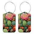 thumbnail image 1 of Square PU Leather Luggage Tags - 2 Pack with Privacy Cover and Stainless Steel Ring - Suitable for Travel, Backpack, Handbag - Suitcase Tags, Travel Tag Cactus, 1 of 7