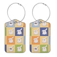 thumbnail image 1 of Square PU Leather Luggage Tags - 2 Pack with Privacy Cover and Stainless Steel Ring - Suitable for Travel, Backpack, Handbag - Suitcase Tags, Travel Tag Different Rabbit Moods, 1 of 7