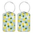 thumbnail image 1 of Square PU Leather Luggage Tags - 2 Pack with Privacy Cover and Stainless Steel Ring - Suitable for Travel, Backpack, Handbag - Suitcase Tags, Travel Tag Pineapple, 1 of 7
