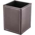 thumbnail image 1 of Square PU Leather Pen Holder for Desk Multifunctional Pencil Cup Control Stand Decor Container Desktop Organizer Stationery Storage Case for Office Brush Scissor(Dark Brown), 1 of 8