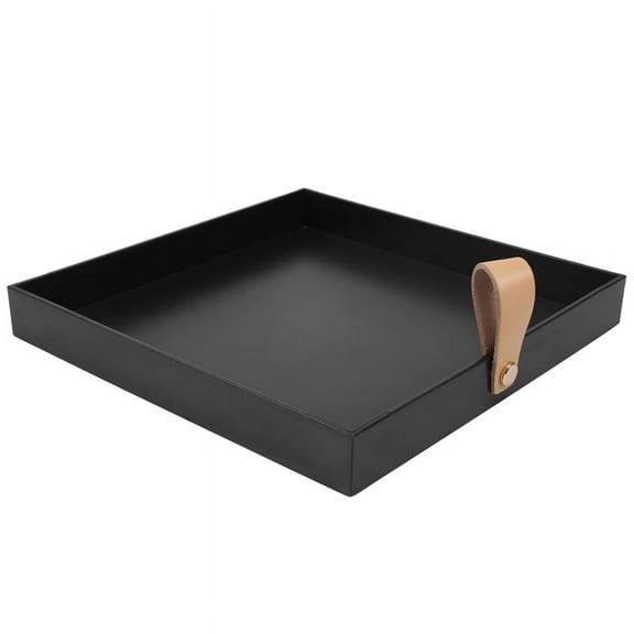 Square PU Leather Serving Tray Decorative Dish (Black)