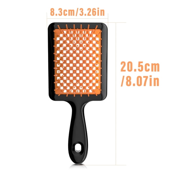 Square Paddle Cushion Hair Brush with Square‑Tipped Bristles for Gentle Detangling, Scalp Massage Hairbrush for Wet Dry All Hair Types