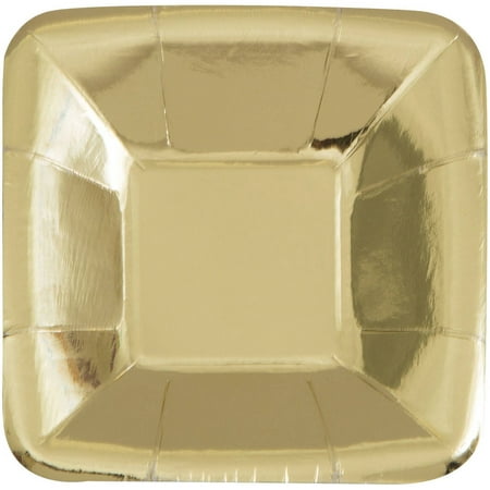 Square Paper Appetizer Plates, 5 in, Foil Gold, 8ct