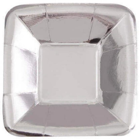 Square Paper Appetizer Plates, 5 in, Foil Silver, 8ct
