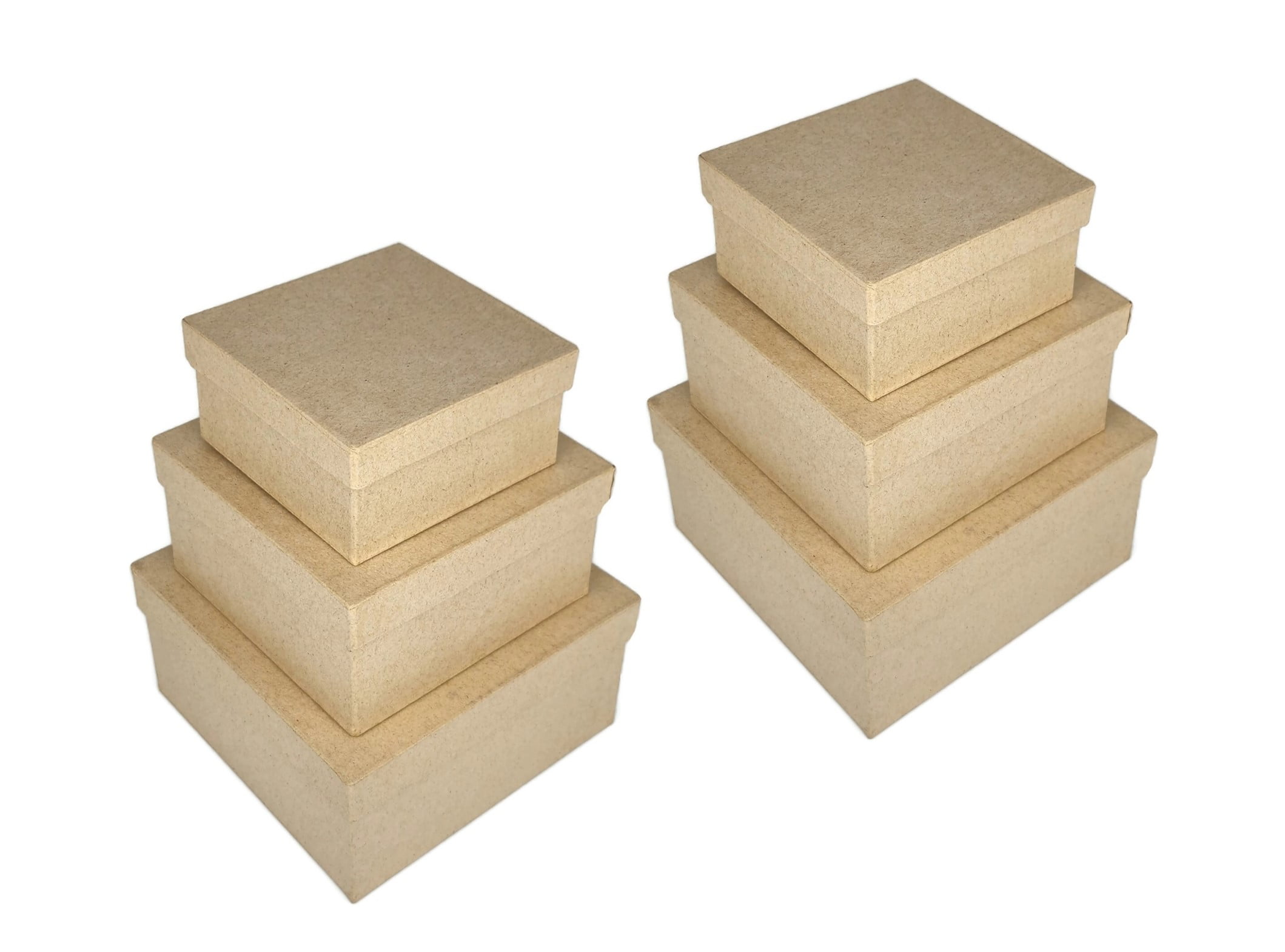 Square Paper Mache Nesting Boxes Small Set of 6 Paper Mache Boxes