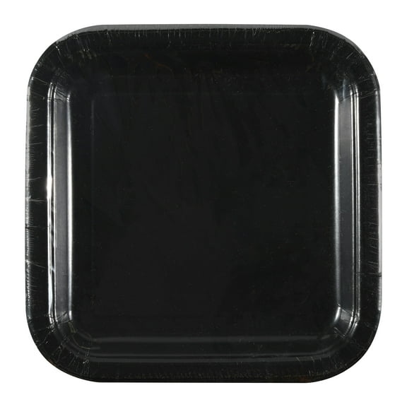 7" Square Black Party Plates, 16ct
