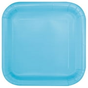 Square Paper Plates, 7 in, Light Blue, 16ct