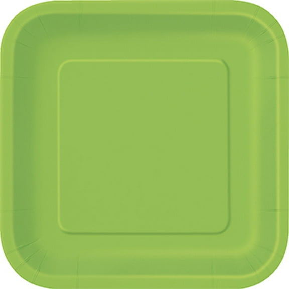 Square Paper Plates, 7 in, Lime Green, 16ct