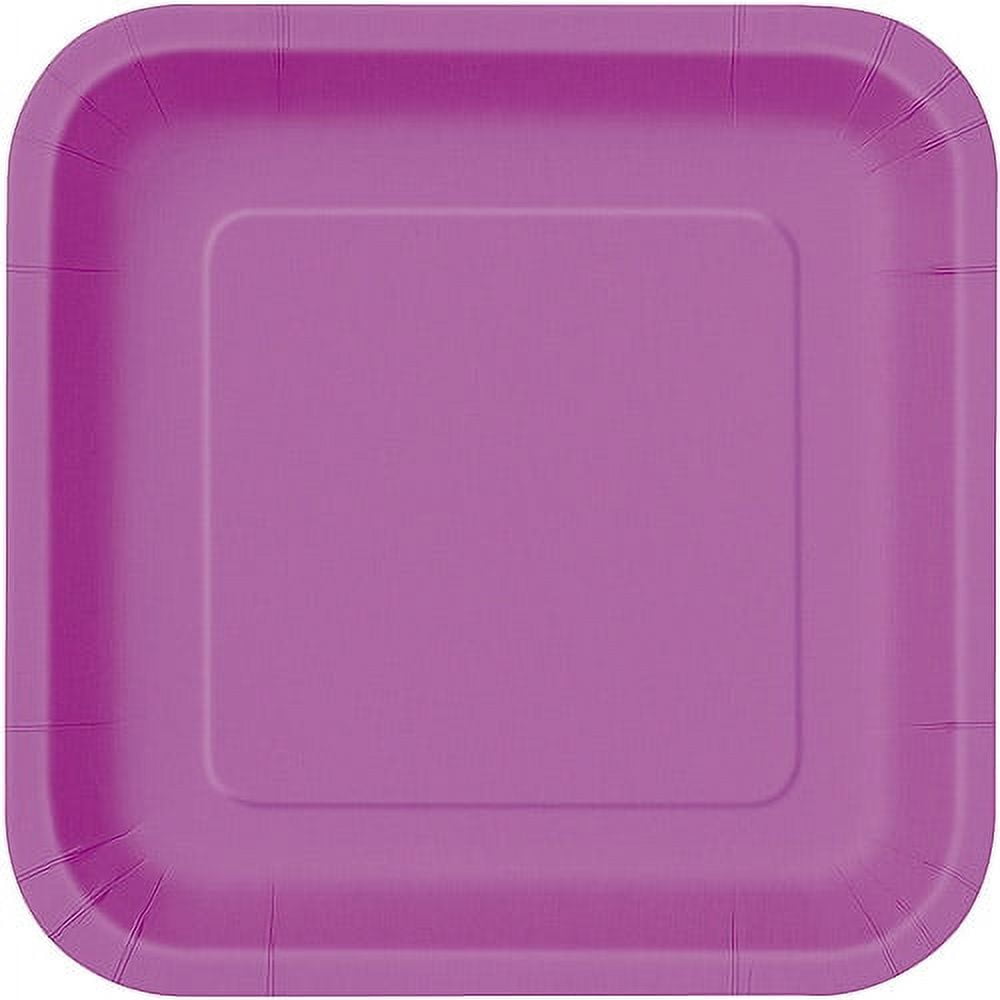 Square Paper Plates, 7 in, Purple, 16ct