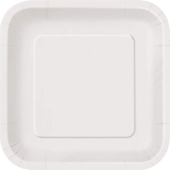 Square Paper Plates, 7 in, White, 16ct