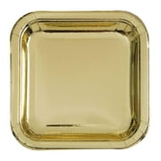 Square Paper Plates, 9 in, Gold Foil, 8ct