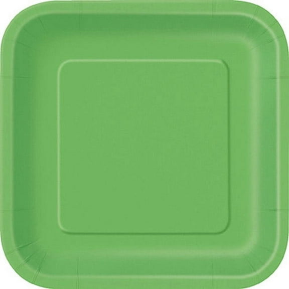 Square Paper Plates, 9 in, Lime Green, 14ct