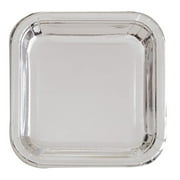 Square Paper Plates, 9 in, Silver Foil, 8ct