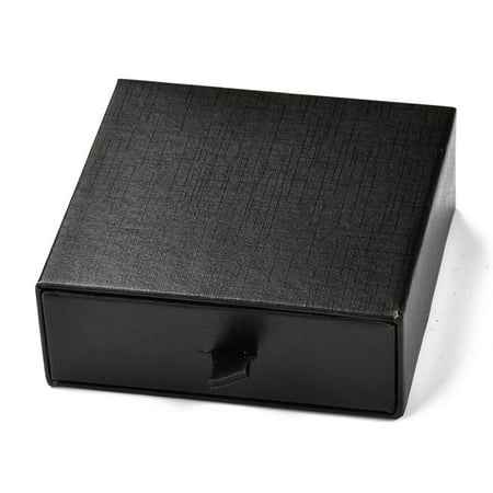 Square Paper Withdrawal Box with Black Sponge & Polyester Rope Black 9.3x9.4x3.4cm