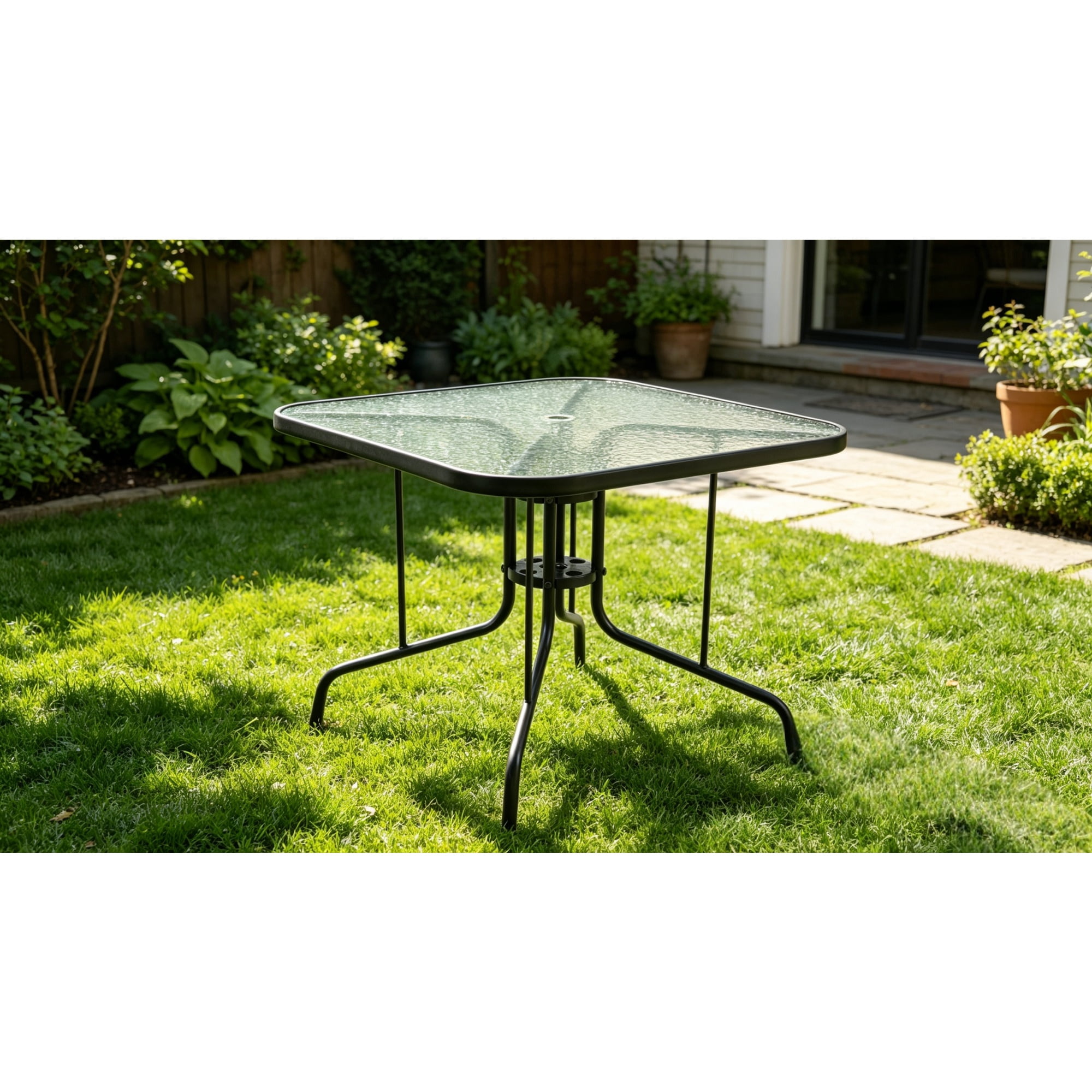 glass patio table with umbrella hole uk BIQWBIC 32