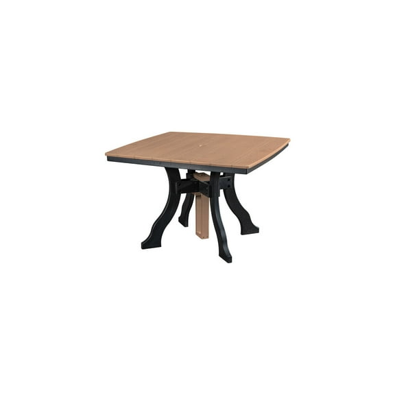 Square Patio Dining Table - Outdoor Heavy Duty Plastic Table with Umbrella Hole