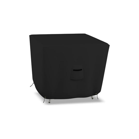 Square Patio Table Cover 12 Oz Waterproof 100% Weather Resistant Outdoor Square Table Cover with Air Pocket and Drawstrap for Snug Fit (Black, 29"H x 46"W x 46"D)