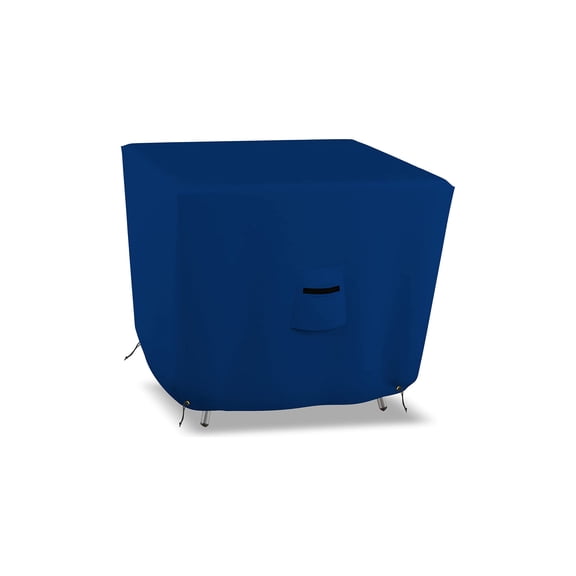 Square Patio Table Cover 18 Oz Waterproof - 100% Weather Resistant Outdoor Square Table Cover with Air Pocket and Drawstrap for Snug Fit (Blue, 29"H x 58"W x 58"D)