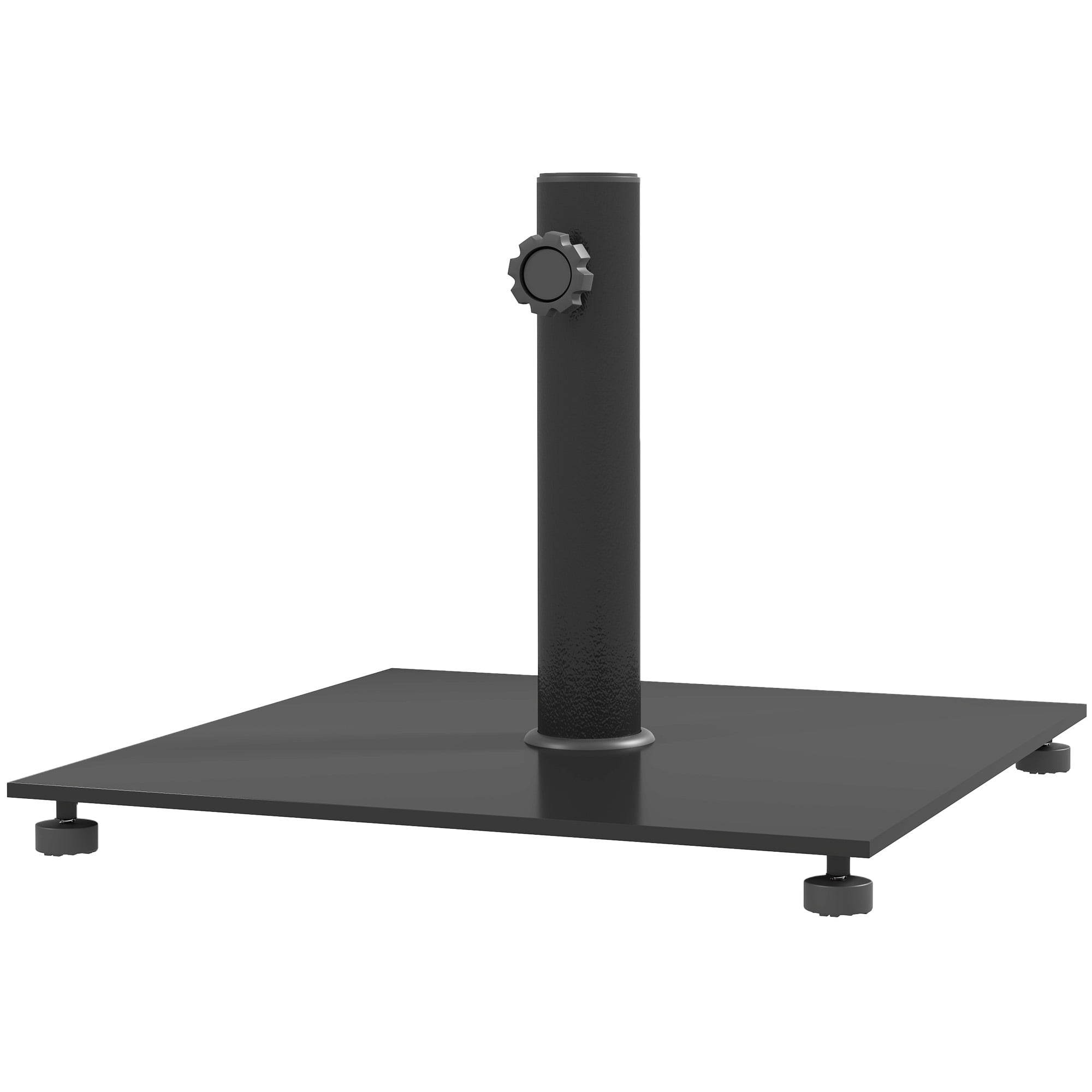 Square Patio Umbrella Base, 29 lbs Metal Umbrella Stand Base with Adjustable Foot Pads, Heavy Duty Patio Umbrella Holder for 1.5"/1.9" Umbrella Poles for Outdoor, Lawn, Poolside, Black
